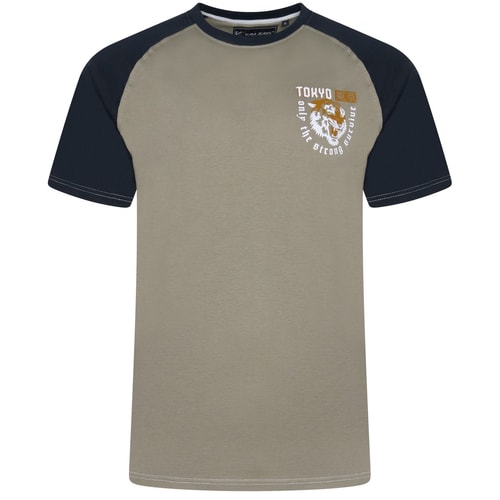 KAM Raglan Tokyo Brustprint T-Shirt Laurel Oak